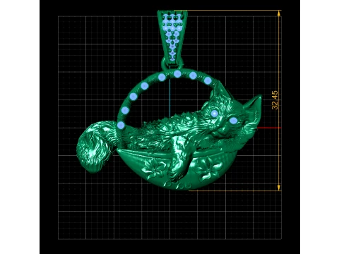 Cat Moon Gold Pendant 3D Print Model