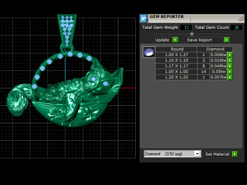 Cat Moon Gold Pendant 3D Print Model