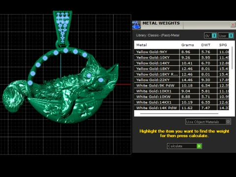 Cat Moon Gold Pendant 3D Print Model