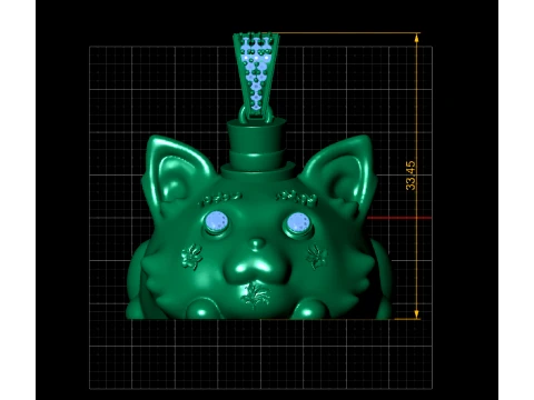 Gemstone Cat Face Pendant 3D Print Model