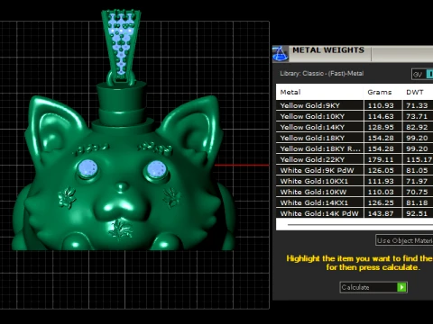 Gemstone Cat Face Pendant 3D Print Model