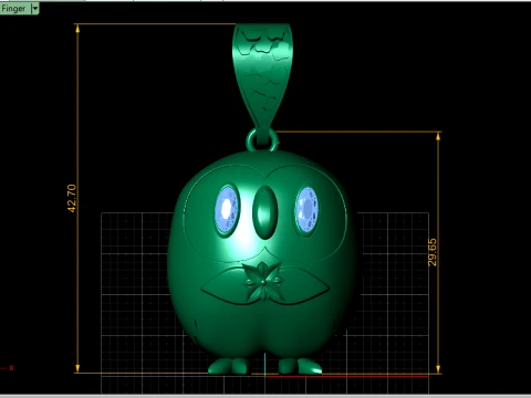 Ruby-Eyed Cute Owl Gold Pendant 3D Print Model