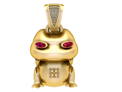 Ruby-Eyed Frog Gold Pendant 3D Baskı Modeli