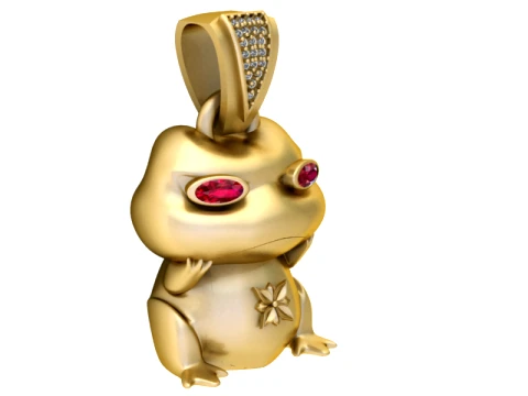 Ruby-Eyed Frog Gold Pendant 3D Print Model