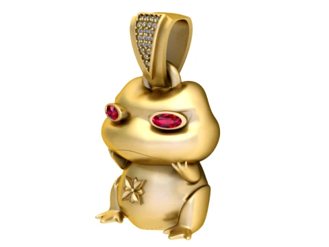 Ruby-Eyed Frog Gold Pendant 3D Print Model