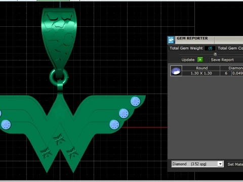 Ruby Winged Letter W Gold Pendant 3D Print Model