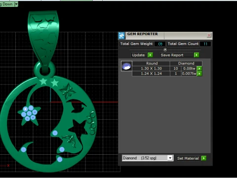 Moon Fairy Diamond Gold Pendant 3D Print Model