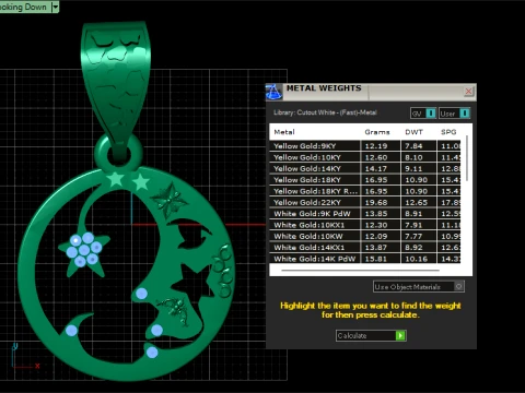 Moon Fairy Diamond Gold Pendant 3D Print Model