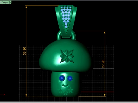 Ruby-Eyed Mushroom Gold Pendant 3D Print Model