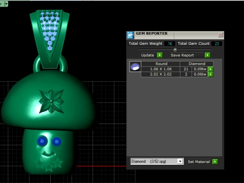 Ruby-Eyed Mushroom Gold Pendant 3D Print Model