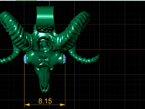 Ruby-Eyed Ram Skull Gold Pendant 3D Print Model