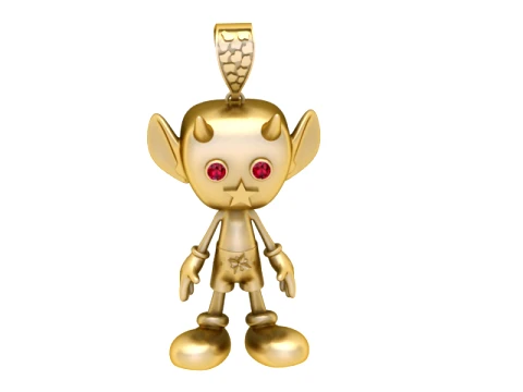 Ruby-Eyed Little Devil Gold Pendant 3D Baskı Modeli