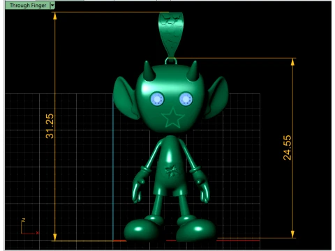 Ruby-Eyed Little Devil Gold Pendant 3D Print Model