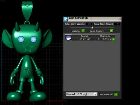 Ruby-Eyed Little Devil Gold Pendant 3D Print Model