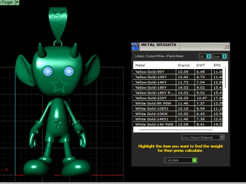 Ruby-Eyed Little Devil Gold Pendant 3D Print Model