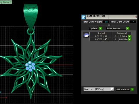 Ruby Starburst Flower Gold Pendant 3D Print Model
