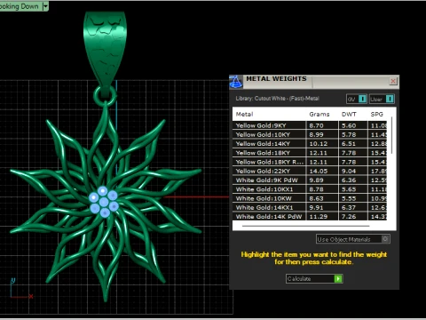 Ruby Starburst Flower Gold Pendant 3D Print Model