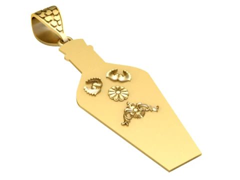 Vintage Ornamental Vase Gold Pendant 3D Baskı Modeli