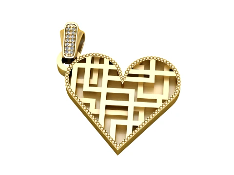 Diamond Maze Heart Gold Pendant 3D Baskı Modeli