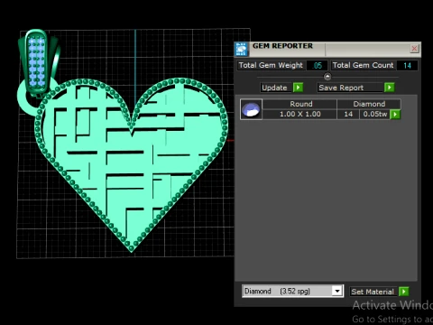 Diamond Maze Heart Gold Pendant 3D Print Model