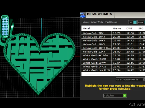 Diamond Maze Heart Gold Pendant 3D Print Model