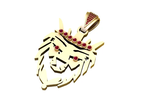 Ruby Double Lion Crown Pendant 3D Baskı Modeli