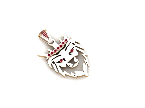 Ruby Double Lion Crown Pendant 3D Print Model
