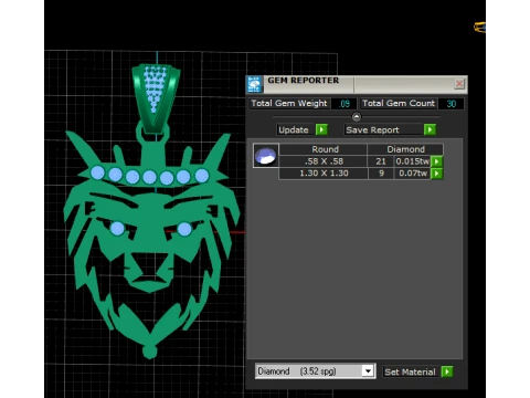 Ruby Double Lion Crown Pendant 3D Print Model