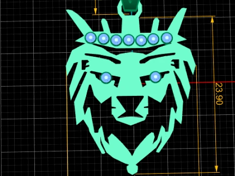 Ruby Double Lion Crown Pendant 3D Print Model