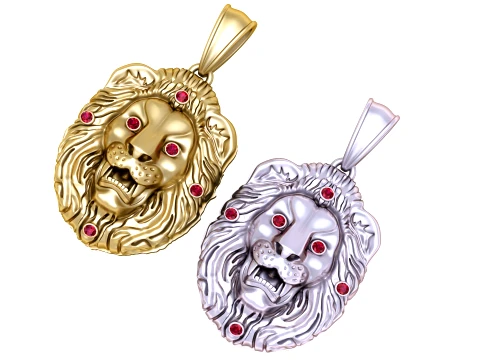 Ruby Lion Gold and Silver Pendant Set 3D Принт Модель