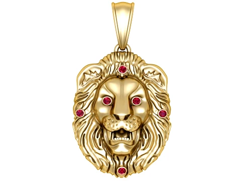 Ruby Lion Gold and Silver Pendant Set 3D Print Model