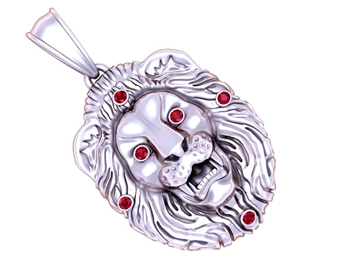 Ruby Lion Gold and Silver Pendant Set 3D Print Model