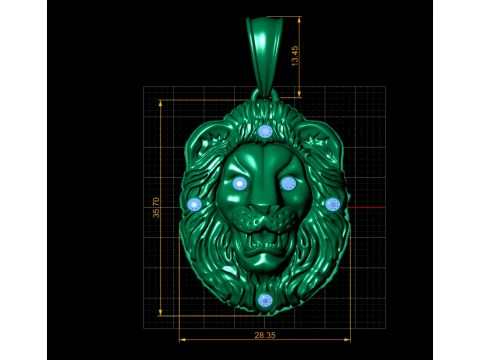Ruby Lion Gold and Silver Pendant Set 3D Print Model
