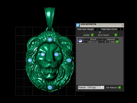 Ruby Lion Gold and Silver Pendant Set 3D Print Model