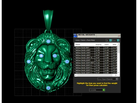 Ruby Lion Gold and Silver Pendant Set 3D Print Model