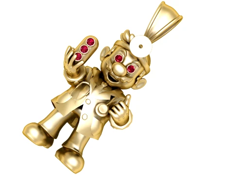 Ruby-Eyed Cartoon Doctor Gold Pendant 3D Принт Модель