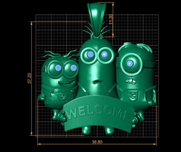 Five-Diamond Minions Welcome Pendant 3D Print Model .c4d .max .obj .3ds .fbx .stl .blend