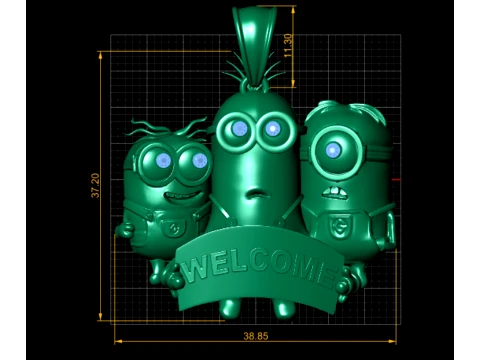 Five-Diamond Minions Welcome Pendant 3D Принт Модель