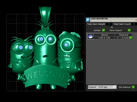 Five-Diamond Minions Welcome Pendant 3D Print Model