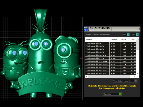 Five-Diamond Minions Welcome Pendant 3D Print Model