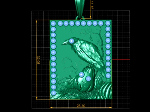 Raven and Pumpkin Halloween Pendant 3D Принт Модель