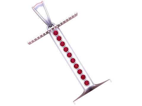 Ten-Ruby Gold Sword Pendant 3D Print Model