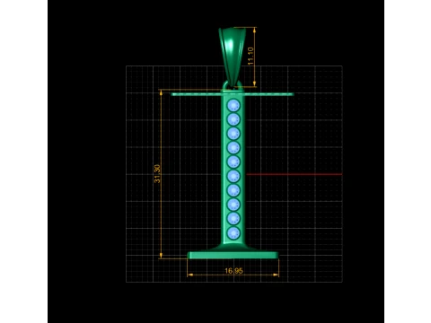 Ten-Ruby Gold Sword Pendant 3D Print Model