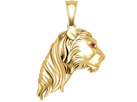 Ruby-Eyed Lion Gold Pendant 3D Принт Модель