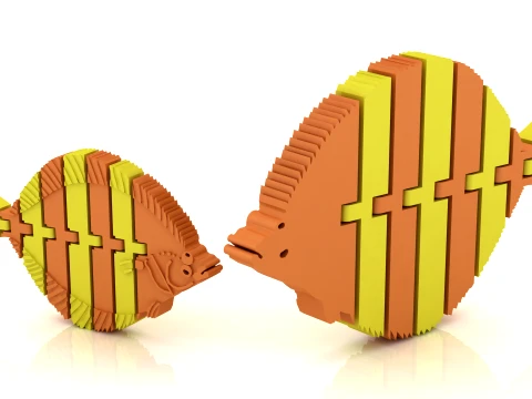Flexi Tropical Fish Figurine Set 3D Print Model
