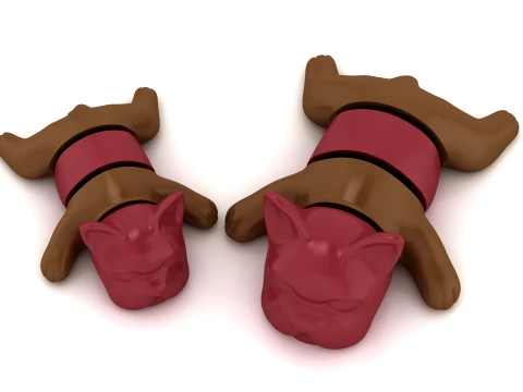 Cute Flexi Red Panda Figurine Set 3D Print Model