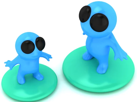 Cute Alien Figurine Display Set 3Dプリントモデル
