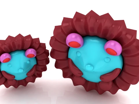 Cute Sea Anemone Monster Figurine Set 3Dプリントモデル