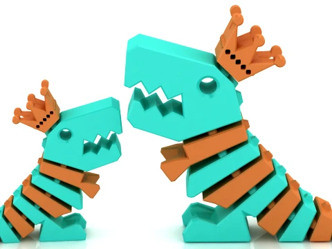 Flexi Dinosaur King Figurine Set 3D Print Model