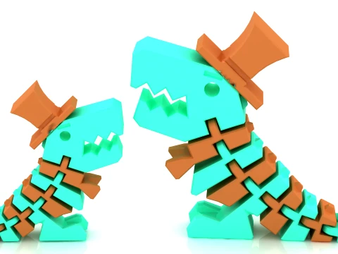 Flexi Cowboy Dinosaur Figurine Set 3D Print Model